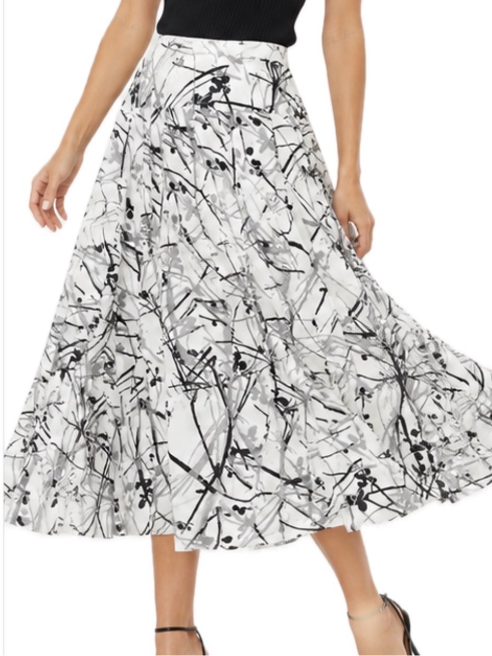 Express Black & White Abstract Print Maxi Skirt - Picture 3 of 6